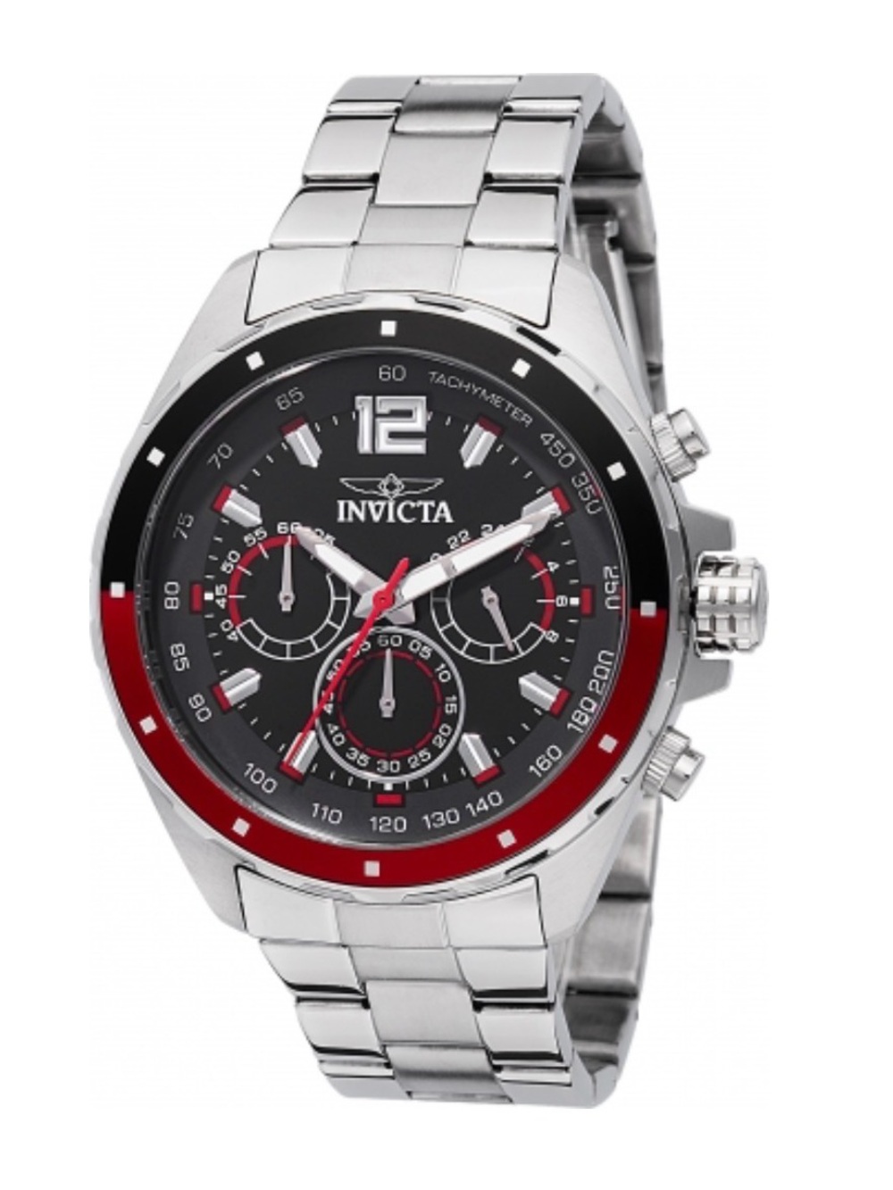NIB Water Resistant - New -Invicta Speedway Mens Watch Black & Red & Silver